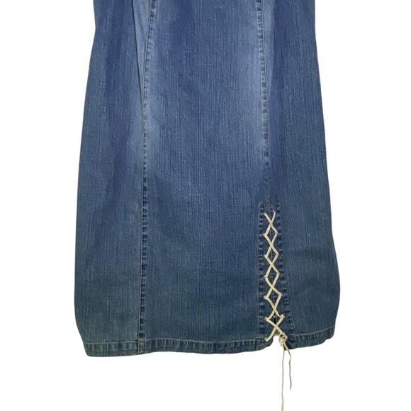 Vintage VENEZIA JEANS CLOTHING CO. Y2K Jean Spaghetti Strap denim Dress Size 14 - Picture 7 of 8